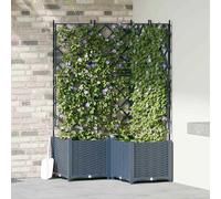 vidaXL Planteur de jardin avec treillis 3 pcs - Gris