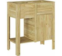 vidaXL Planteur haut avec étagère Marron Bois de pin imprégné