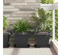 vidaXL Plateau carré à fleurs 6 pcs Noir 32 x 32 x 2,5 cm Plastique
