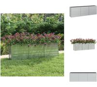 vidaXL Plateau de jardin 240x40x77 cm Acier galvanisé argenté - Pots de fleurs & Jardinières