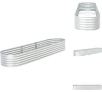 vidaXL Plateau de jardin 320x80x44 cm Acier galvanisé argenté - Pots de fleurs & Jardinières