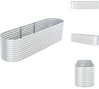 vidaXL Plateau de jardin 320x80x81 cm Acier galvanisé argenté - Pots de fleurs & Jardinières