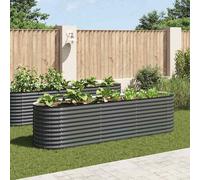 vidaXL Plateau de jardin 320x80x81 cm Acier galvanisé Gris