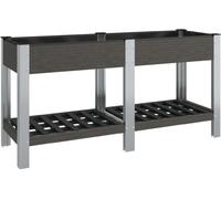 vidaXL Plateau de jardin avec étagère Gris 150x50x75 cm WPC