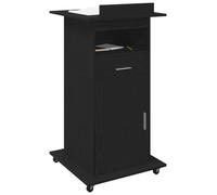 vidaXL Podium avec roue Chêne noir 55 x 55 x 107 cm Bois d'ingénierie, Podium de bureau, espace moderne, bureau en bois durable avec rangement, meuble polyvalent