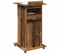 vidaXL Podium Bois Ancien Bois d'ingénierie 55 x 55 x 107 cm | Plein de place pour tous tes petits trucs, Avec des roues, donc facile à déplacer, Fait de bois récupéré solide