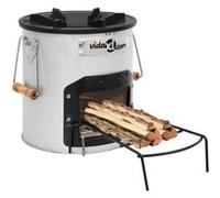 vidaXL Poêle à bois de camping Argenté 45x25x26 cm Acier, gril à charbon, poêle à bois, chauffage de patio, cheminée, poêle 319438 Gris G