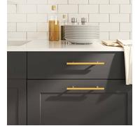 vidaXL Poignées d'Armoire 10 pcs, Poignées de Placard, Poignées en Forme de T Cuisine Maison Intérieur, Doré 128 mm Acier 155358