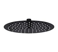 vidaXL Pomme de Douche Pluie Pulvérisateur Pommeau de Douche Tête de Douchette Accessoire de Salle de Bain Acier Inoxydable 25 cm Ronde Noir