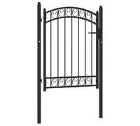 vidaXL Portail de Clôture avec Dessus Arqué Portail de Jardin Portillon de Terrasse Porte de Patio Barrière de Jardin Extérieur Acier 100x125 cm Noir