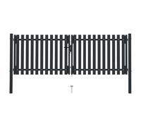 Portail de clôture - - Double porte - Acier enduit de poudre - 306x125 cm - Anthracite