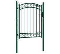Vidaxl Portail De Clôture Avec Dessus Arqué Acier 100x125 Cm Vert