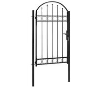 vidaXL Portail de jardin Assen en acier avec dessus arqué Noir