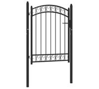 vidaXL Portail de Clôture avec Dessus Arqué Portail de Jardin Portillon de Terrasse Porte de Patio Barrière de Jardin Extérieur Acier 100x125 cm Noir