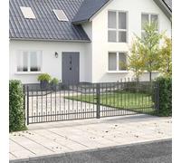 vidaXL Portail de clôture avec pointe KAMPEN 404 x 100 cm Acier Gris