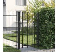 vidaXL Portail de clôture BOXTEL à une porte avec pointes supérieures, acier 1 x 1,5 m, noir 146034
