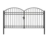vidaXL Portail de clôture double battant pointe bombée acier 300x175 cm noir