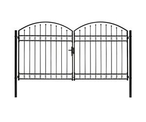 vidaXL Portail de clôture double battant pointe bombée acier 300x175 cm noir