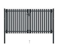 Portail de clôture - vidaXL - Double porte - Acier enduit de poudre - 306x200 cm - Anthracite Gris G