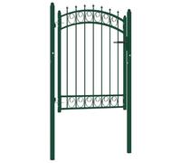 vidaXL Portail de clôture EMMEN avec pointes en acier 103 x 109,5 cm vert