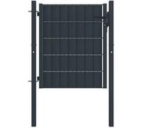 vidaXL Portail de clôture en PVC et acier 100x101 cm anthracite 145233 Gris G