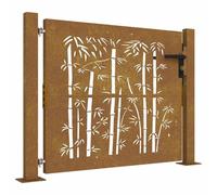 vidaXL Portail de jardin Design de bambou Acier corten 100x100 cm