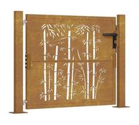 vidaXL Portail de Jardin 100x75 cm en Acier Corten et Bambou
