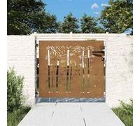 vidaXL Portail de jardin 85x100 cm acier corten design de bambou 153233 Marron G