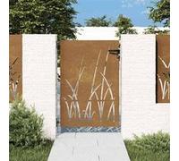 vidaXL Portail de jardin Motif herbe 85x150 cm Acier corten Marron G