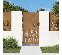 vidaXL Portail de Jardin, Portillon de Patio, Barrière de Sécurité, Porte d'Extérieure Terrasse, 85x175 cm Acier Corten Conception d'herbe