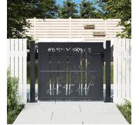 vidaXL Portail de Jardin, Portillon de Patio, Barrière de Sécurité, Porte d'Extérieure, Anthracite 100x75 cm Acier Design de Bambou