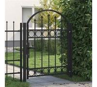 vidaXL Portail de jardin acier avec dessus arqué 100x125 cm Noir