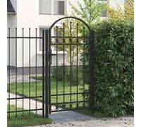 vidaXL Portail de jardin Assen en acier avec dessus arqué Noir