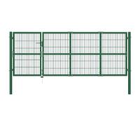 vidaXL Portail de jardin avec poteaux 350 x 120 cm, acier vert