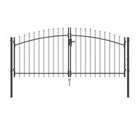 vidaXL Portail de Jardin avec Sommet en Lame à Double Battant Gris 125x300 cm Acier