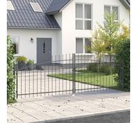 vidaXL Portail de Jardin avec Sommet en Lance Double Battant Gris 125x400 cm Acier