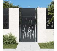 vidaXL Portail de Jardin, Barrière de Sécurité, Portillon avec Système Verrouillable, Porte de Terrasse Extérieur, Anthracite 100x175 cm Acier Conception d'herbe