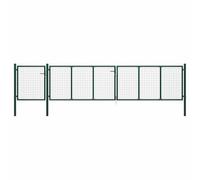 vidaXL Portail de Jardin en Acier Vert - Porte, Portillon, Barrière pour Terrasse, Patio, Extérieur - 500x100 cm