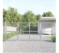vidaXL Portal de jardin maille argenté 350x175 cm acier galvanisé