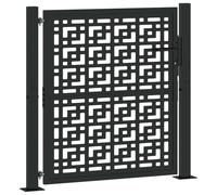 vidaXL Portail de Jardin Noir 100x100 cm Acier Conception croisée, Porte de clôture, Porte extérieure, Porte en métal, Porte de sécurité