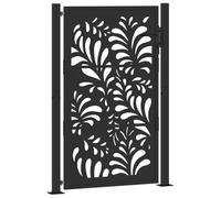 vidaXL Portail de Jardin Noir 100x150 cm Acier Conception de Vagues, Porte de clôture, Porte extérieure, Porte en métal, Porte de sécurité