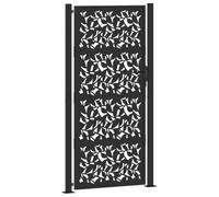 vidaXL Portail de Jardin Noir 100x200 cm Acier Conception de Feuilles, Porte de clôture, Porte extérieure, Porte en métal, Porte de sécurité