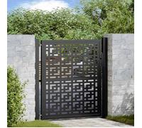 vidaXL Portail de Jardin Noir 100x100 cm Acier Conception croisée, Porte de clôture, Porte extérieure, Porte en métal, Porte de sécurité