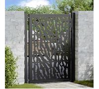vidaXL Portail de jardin noir 100x125 cm acier conception de tracés, porte de clôture, porte extérieure, porte en métal, porte de sécurité