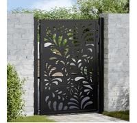 vidaXL Portail de jardin Conception de vagues Acier Noir 100 x 125 cm