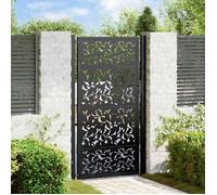 vidaXL Portail de jardin 100x175 cm Acier - Design feuilles - Noir