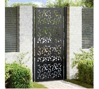 vidaXL Portail de jardin motif feuilles acier Noir 100x200 cm