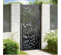 vidaXL Portail de jardin 100x200 cm – Acier, conception de flamme – Noir
