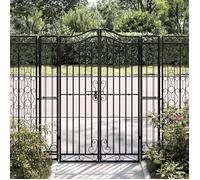 vidaXL Portail de Jardin Noir 121x8x150 cm Fer forgé, Portail en Fer forgé, Portail de Jardin en métal, Portail en métal, Porte en Fer forgé