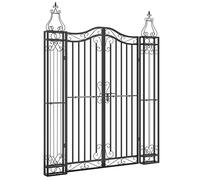 vidaXL Portail de Jardin Noir 121x8x150 cm Fer forgé, Portail en Fer forgé, Portail de Jardin en métal, Portail en métal, Porte en Fer forgé